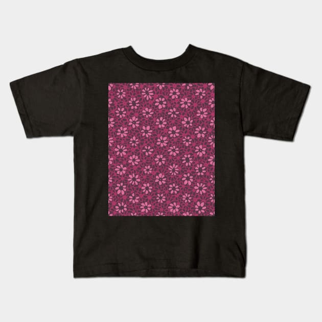 Batik Florals in blackberry Tones Kids T-Shirt by FrancesPoff